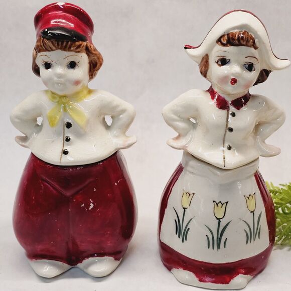 Vintage Relco Japan Dutch Boy & Girl Salt Pepper Shakers Sugar Creamer Set - Picture 13 of 13